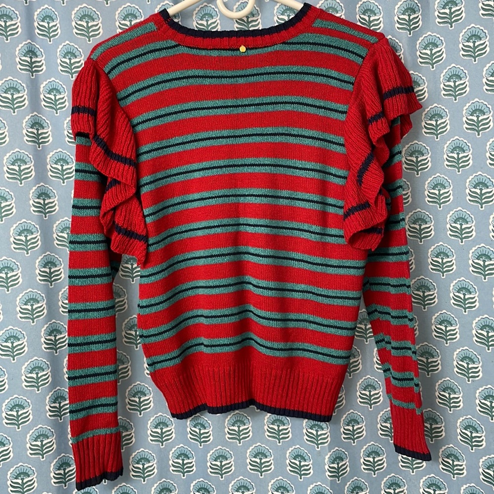 Like new! Anthropologie Harlyn striped sweater with ruffle sleeve detail! Sz XS - Picture 5 of 9